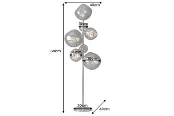 Vloerlamp grijs rookglas met 7 glasbollen 168 cm