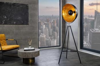 Staande Studio vloerlamp zwart goud 168 cm