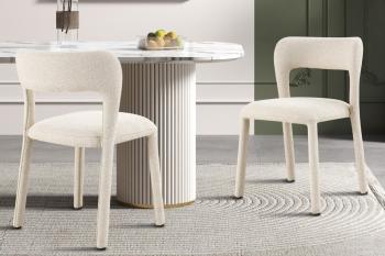 stapelbare eetkamerstoel ecru stof