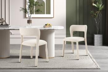 stapelbare eetkamerstoel ecru stof