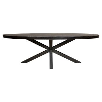 Ovale eettafel zwart mango 300 cm