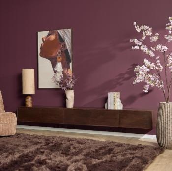 strak zwevend tv meubel donkerbruin mangohout 280 cm