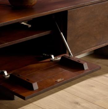 strak zwevend tv meubel donkerbruin mangohout 280 cm