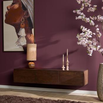 Zwevend tv meubel donkerbruin mangohout 160 cm