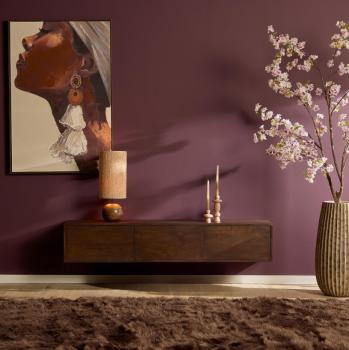 Zwevend tv meubel donkerbruin mangohout 160 cm