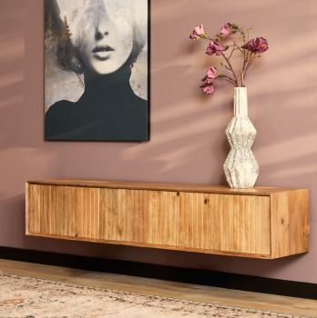 Stripe zwevend tv meubel bruin naturel mangohout 160 cm