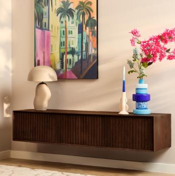 Zwevend tv meubel stripe walnoot 160 cm