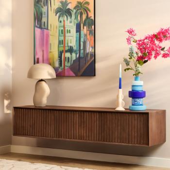 Zwevend tv meubel stripe walnoot 160 cm