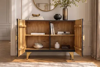 Dressoir zwart mangohout 100 cm