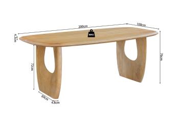 eettafel massief mangohout 200 cm amandel kleur