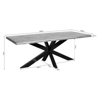 Bovenaanzicht Mango tafel 300 cm donkerbruin