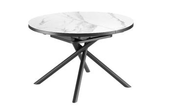 Uitschuifbare eettafel keramiek wit 120-160 cm