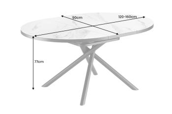 Uitschuifbare eettafel keramiek wit 120-160 cm