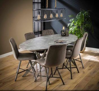 ovale betonlook tafel 240 cm sfeerbeeld