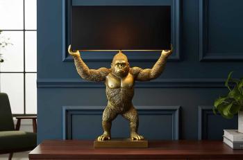 Tafellamp gorilla goud met zwarte kap