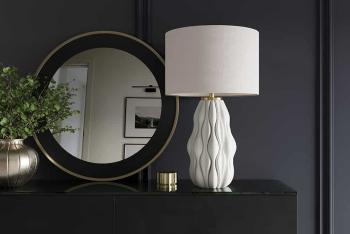 Tafellamp wit keramiek goud accent witte kap