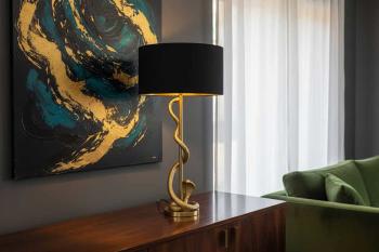 Tafellamp slang goud met zwarte lampenkap