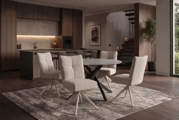 Eetkamerstoel Lucca taupe beige draaibaar