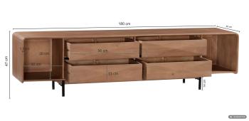 TV lowboard mangohout warm bruin 180 cm