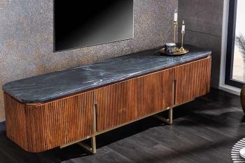 lowboard zwart marmer mangohout 160 cm