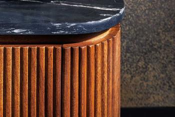 lowboard zwart marmer mangohout 160 cm
