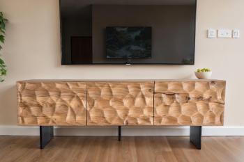 TV-meubel acaciahout 3 deuren 160 cm