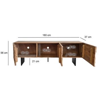 TV-meubel acaciahout 3 deuren 160 cm
