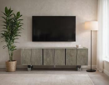 TV lowbaord acaciahout grijs gezandstraald 160 cm