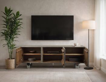 TV lowbaord acaciahout grijs gezandstraald 160 cm
