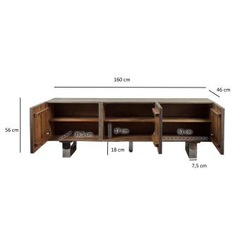 TV lowbaord acaciahout grijs gezandstraald 160 cm