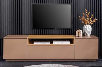 TV-meubel beige met eiken accent 160 cm