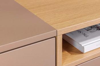 TV-meubel beige met eiken accent 160 cm