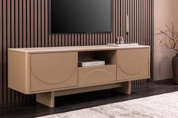 TV meubel beige gelakt keramiek travertin 150 cm