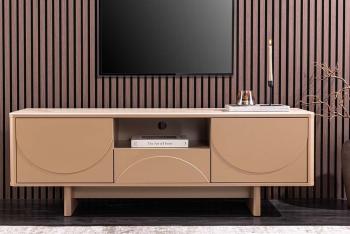 TV meubel beige gelakt keramiek travertin 150 cm