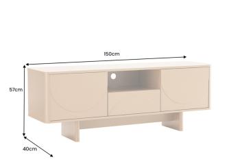 TV meubel beige gelakt keramiek travertin 150 cm