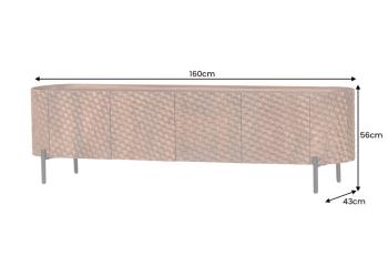 TV meubel bruin mangohout 3D honingraat 160 cm