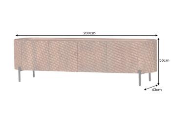 tv-meubel bruin mangohout 3D honingraat-200 cm
