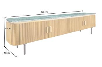 TV lowboard mangohout messing groen marmer 160 cm