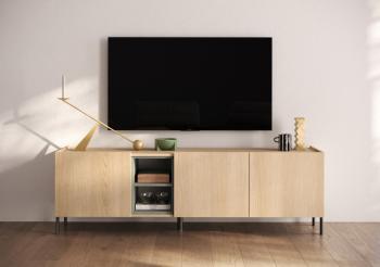Tv lowboard licht eiken groen accent 180 cm