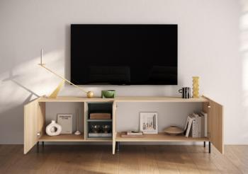 Tv lowboard licht eiken groen accent 180 cm