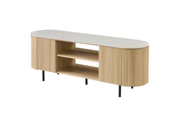 Tv meubel licht eiken met barokgrijs keramiek 160 cm