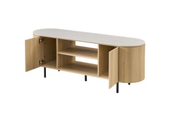 Tv meubel licht eiken met barokgrijs keramiek 160 cm