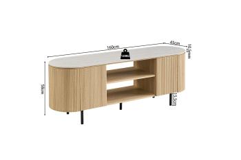 Tv meubel licht eiken met barokgrijs keramiek 160 cm