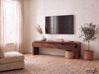 Tv meubel mangohout donkerbruin met laden 160 cm