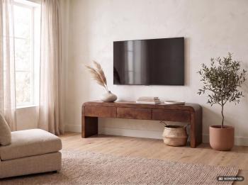 Tv meubel mangohout donkerbruin met laden 160 cm
