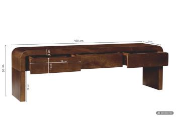 Tv meubel mangohout donkerbruin met laden 160 cm