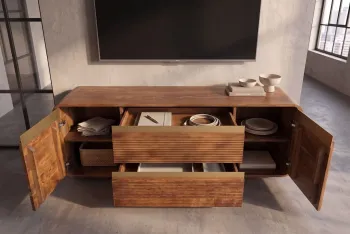 Tv meubel mangohout donkerbruin 160 cm
