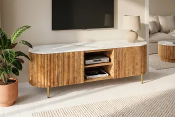 tv meubel mangohout met marmer bovenblad 140 cm
