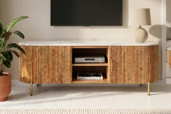 tv meubel mangohout met marmer bovenblad 140 cm