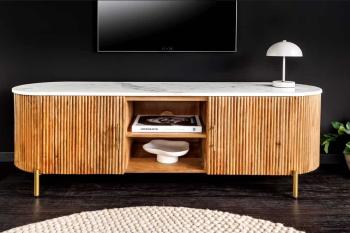 tv meubel mangohout met marmer bovenblad 140 cm